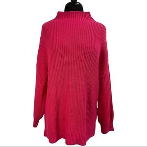 Cupcakes & Cashmere Pink Mock Turtleneck Oversized Sweater Sz L